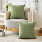 MIULEE Pack of 2 Couch Throw Pillow Covers 26x26 Inch Spring Soft Sage Green Chenille Pillow Covers for Sofa Living Room Solid Dyed Pillow Cases