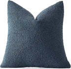 MIULEE Textured Boucle Throw Pillow Cover Dark Blue Accent Solid Eruo Sham Pillow Case Decorative Soft Pack of 1 Couch Cushion Chair Sofa Bedroom Livingroom Home Decor,24x24 Inch