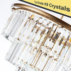 12-Light 23.64" Gold Modern Crystal Chandelier Crystal Pendant Chandeliers Light Fixture 3-Tier Hanging Lighting for Living Dinning Room Bedroom Foyer