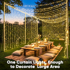 suddus 600 LED Christmas Curtain Lights Outdoor, 9.8x19.6ft Curtain Lights Plug in with Remote, Wall Hanging Lights for Christmas,Dorm,Wall,Window,Wedding,Party,Birthday Decor,Warm White