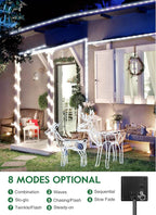 Brightown Solar String Lights Outdoor 2 Pack 72 Feet 200 LED Waterproof Solar Powered String Lights with 8 Lighting Modes, Waterproof Solar Rope Lights for Outside Christmas Party, Pure White