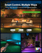 Lumary Smart Pathway Lights Pro 700LM, RGBAICW Color Changing Landscape Lights with 8 Adjustable 355° Spot Lights IP65 Waterproof, 48FT Wired Outdoor Landscape Lighting, WiFi APP/Voice/Remote (4 Pack)