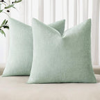 MIULEE Pack of 2 Decorative Throw Pillow Covers Soft Chenille Throw Pillows Solid Textured Cushion Covers for Spring Couch Sofa Bedroom Living Room 18x18 Inch, Light Green