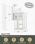 Dusk to Dawn Sensor Outdoor Wall Sconce - HWH Exterior Wall Lantern Light Fixture for Porch, Garage, Doorway, Garden, Glossy White Finish, 5HD27B-PC WH