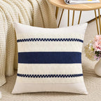 Fancy Homi Set of 1 Navy Blue Big Decorative Throw Pillow Covers 24x24 Inch for Couch Bed Sofa Living Room, Aesthetic Modern Organic Farmhouse Home Decor, Soft Cotton Woven Textured Cushion Case