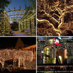 Flacchi Christmas Lights Solar 2 Pack Total 144ft 400 LED 8 Modes Outdoor String Lights Waterproof Solar Fairy Lights for Garden, Patio, Fence, Balcony,Backyard, Outdoors (Warm White)