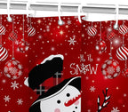 Christmas Snowman Shower Curtain, Red Xmas Ball Cute Winter Snowman Shower Curtain Christmas Holiday Decor, Durable Fabric Machine Washable with Hooks, 72 x 72 Inches