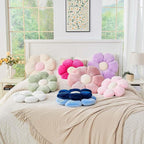 Navy Flower Pillow, 14.9" Cute Flower Shaped Floor Pillow, Aesthetic Floral Plush Daisy Decorative Throw Pillows for Bed Sofa Couch