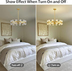 Modern 24" Gold Crystal Chandelier,K9 Crystal Round Chandeliers for Dining Room,Living Room Chandelier, Dining Room Chandeliers Over Table, Sutiable for Bedroom,Foyer,G4 Includes Bulbs