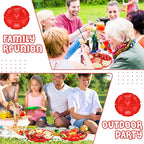 Zhehao 6 Pcs Plastic Divided Serving Trays with 60 Pcs Disposable Fork, 7 Compartments Round Chip Dip Plate, Petal Shape Platter, 10.6'' Snacks Serving Dish for Party Candy Nuts Fruits (Red)