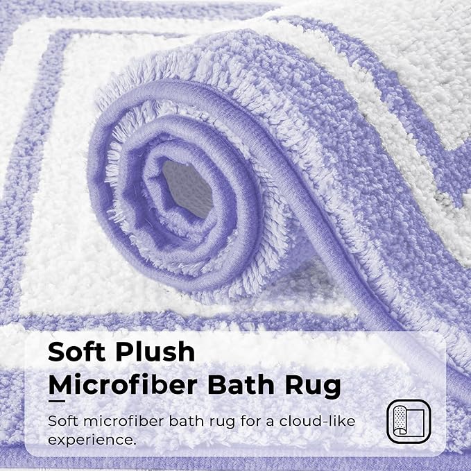 GRANNY SAYS Microfiber Bathroom Rugs Non Slip Washable, Water Absorbent Bathroom Mats for Tub Non Slip, Soft Bath Mats for Floor & Shower, Long Bath Rug, 24" x 36", 36" x 24", Purple