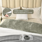 PHF Truly Velvet Zippered Body Pillowcase, No Insert, 1 Pack Ultra Soft Breathable Pillow Sham Cover with Zipper, 20"X 54" Long Luxury Cozy Warm Fuzzy Flannel Body Pillow Case, Smokey Olive