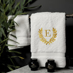 Decorative and Monogrammed Hand Towels for Bathroom Kitchen Makeup | Personalized Gift for Wedding-Bridal | Roman Font Custom Luxury Turkish Towel | Spa Collection, Oversized, 16 X 30 Inch, Set of 2