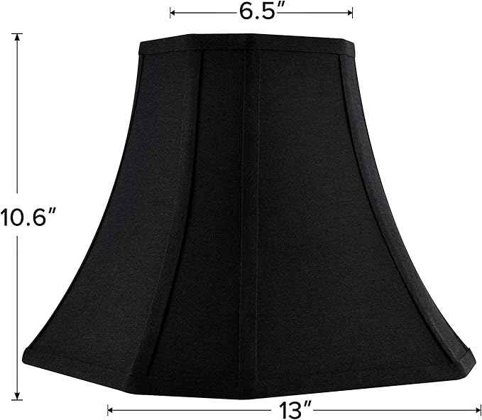 Black Square Cut Corner Bell Lamp Shade Set of 2 Medium Lampshade 6.5``Top×13``Bottom×10.6``Hight(Spider) Modern Lamp Shade for Table & Floor Lamp - Lampshade Replacement