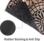 Door Mat Welcome Mat, Heavy Duty Outside Door Mat 23.6 x 35.4 Inch Round Front Door Rug Doormat for Entrance Home Non-Slip Rubber Rug for Front Door, Entryway, Patio (Brown)