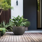 Kante 15.7" Dia Round Concrete Planter, Outdoor/Indoor Large Bowl Plant Pots with Drainage Hole and Rubber Plug for Garden Patio Balcony Home, Oil Rubbed Bronze