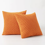 Kevin Textile Fall Pack of 2 Corduroy Decorative Throw Pillow Covers 18x18 Inch Soft Boho Striped Pillow Covers Modern Farmhouse Home Decor for Spring Sofa Living Room Couch Bed Orange