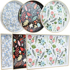 Rectangle Serving Tray with Handles, Coffee Table Tray for Ottoman, Organizer Vanity Tray for Living Room, Outdoor Tray for Patio Entertaining, Serving Breakfast Kitchen Platter LEE3040WH