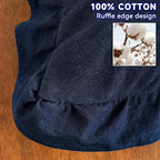 AmHoo Pack of 2 Throw Pillow Covers 100% Cotton Pre Washed Ruffle Decorative Pillowcase Cushion for Couch Sofa Bedroom 20 x 20-Inch Navy Blue