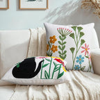 Adabana Neutral Decorative Floral Pillow Covers 18x18 Inch Boho Embroidered Throw Pillow Cover Farmhouse Couch Cushion Cases for Bed Sofa Bedrrom Living Room Decor,Spring Floral