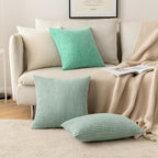 MIULEE Pack of 2 Corduroy Soft Soild Decorative Square Throw Pillow Covers Set Cushion Cases Pillowcases for Sofa Bedroom Couch 18 x 18 Inch Greyish Green