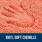 OLANLY Bathroom Rugs 70x24, Extra Soft Absorbent Chenille Bath Rugs, Rubber Backing Quick Dry, Machine Washable Bath Mats for Bathroom Floor, Tub and Shower, Home Decor Accessories, Coral