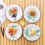 Melamine Salad Plates Set of 4, Salad/Dessert Plate for Outdoor/Indoor Use, Shatterproof, BPA Free, Dishwasher Safe Small Dinner Plates, Marine Life
