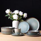 AmorArc Ceramic Dinner Plates Set of 6, 10.5 Inch Handmade Reactive Glaze Stoneware Plates, Rustic Shape Dinnerware Dish Set for Kitchen, Microwave & Dishwasher Safe, Scratch Resistant
