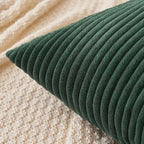 MIULEE Pack of 2 Army Green Corduroy Pillow Covers Soft Soild Striped Throw Pillow Covers Set Decorative Square Cushion Cases Pillowcases for Spring Sofa Bedroom Couch 20 x 20 Inch
