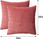 Pack of 2 Corduroy Decorative Throw Pillow Covers 20x20 InchSoft Boho Striped Pillow Covers Modern Farmhouse Home Decor for Sofa Living Room Couch Bed（Cranberry Red）