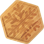 WILLKOMMEN Christmas Serving Tray, Bamboo Snowflake Shaped Serving Platter, Charcuterie Board Serving Dishes 10" x 9" for Party Cookie Fruit Tray Cheese Board Plate