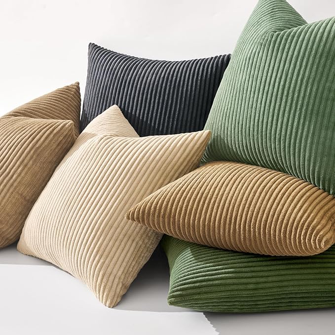 MIULEE Winter Pack of 2 Corduroy Soft Soild Decorative Square Throw Pillow Covers Set Cushion Cases Pillowcases for Sofa Bedroom Car 20 x 20 Inch 50 x 50 Cm Grey