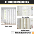 Jubilantex Gold Butterfly Shower Curtain for Bathroom, White Farmhouse Waterproof Bathroom Decorative Rustic Kids Shower Curtain with 12 Rust Proof Grommets for Spa Hotel, 70x72 Inches