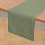Solino Home Linen Table Runner 36 Inches - 100% Pure Linen Oil Green Table Runner 14 x 36 Inch Ideal for Dresser and Coffee Tables - Fall, Autumn, Thanksgiving - Fete