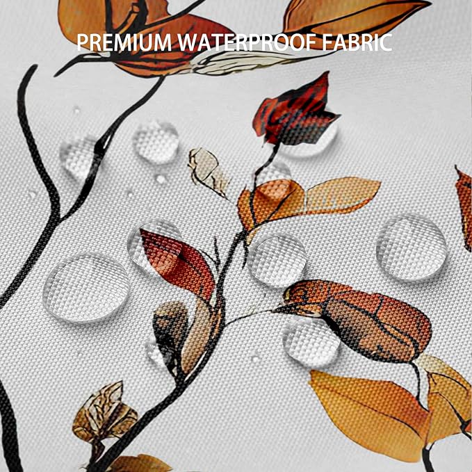 Brown Eucalyptus Leaves Shower Curtain Fall Leaf Floral Shower Curtains for Bathroom Waterproof Polyester Fabric Bath Curtain 72 x 72 Inch with 12 Hooks