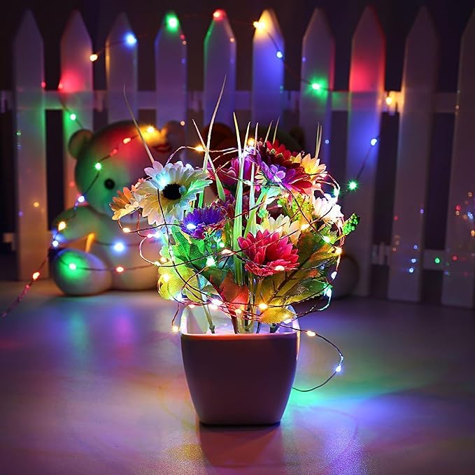 Joomer Battery String Lights, 4 Pack Total 64FT 200 LED Battery Operated String Light, Twinkle Fairy Lights with Timer for Home, Garden, Store, Party, Holiday, Indoor Decor (Multicolor)