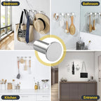 SAYAYO Chrome Towel Hooks for Bathrooms, Heavy Duty Wall Hooks for Hanging, Modern Coat Hook Robe Hook SUS 304 Stainless Steel 4 Pcs