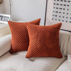 Kevin Textile Fall Pack of 2 Corduroy Decorative Throw Pillow Covers 26x26 Inch Soft Boho Striped Pillow Covers Modern Farmhouse Home Decor for Spring Sofa Living Room Couch Bed Burnt Brick