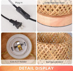 Arturesthome Bamboo Desk Light Woven Boho Beside Lamp Vintage Wicker Wooden Nightstand Lamp for Living Room,Kids Room,Nursery Room Decor