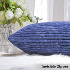 Home Brilliant Set of 2 Decorative Pillows for Couch Pillow Protectors for Sofa, Stripes Velvet, 40x40 cm, 16 x 16 Inch, Navy Blue