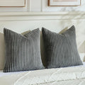 Fancy Homi Set of 2 Dark Gray Boho Decorative Throw Pillow Covers 24x24 Inch for Couch Bed Sofa, Aesthetic Modern Bohemian Room Decor, Soft Fuzzy Fluffy Cozy Corduroy Textured Cushion Case 60x60cm