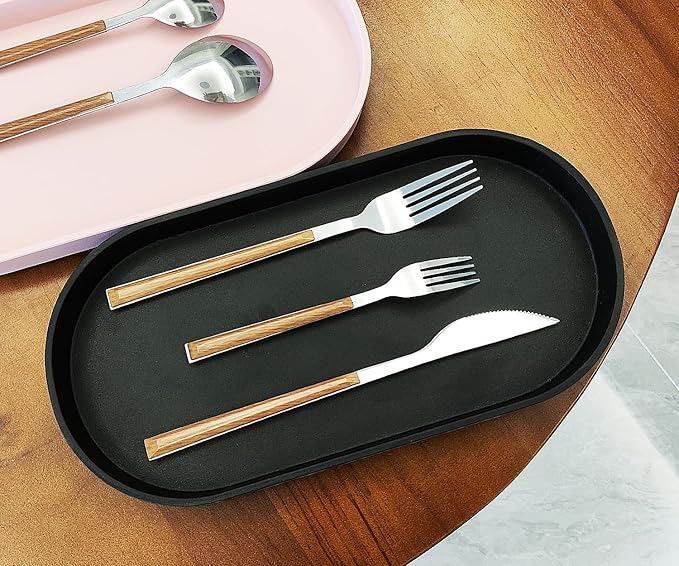 Black Small Tray (11.8 inch), Oval Tray for Kitchen Counter, Bathtub Bathroom Vanity Items, Countertop Organizer, Coffee Accessory, Bar, Serving Seasoning, Salt and Pepper, Soap, Perfume.
