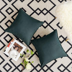 Jeanerlor 18"x18" Solid Cotton Linen Decoration Throw Pillow Case with Zipper Euro Sham Cushion Case Cool Pillow Cover Delicate Decorative Pillowcase for Chair/Bed/Couch,2 Packs, Dark Green