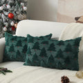 Christmas Pillow Covers 12x20 inch Set of 2 Xmas Decorations Soft Plush Faux Fur Wool Green Christmas Tree Throw Pillow Cases Winter Holiday Decor for Sofa Living Room PT-002A12
