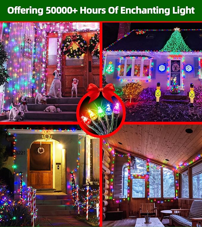 750 LED 240FT Christmas Lights Outdoor,12 Lighting Modes Christmas String Lights with Timer, Dimmable Multicolor LED StringLights Waterproof for Yard Tree Wedding Party Holiday Multicolor