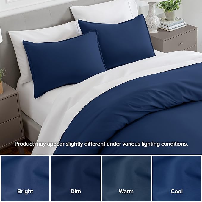 Bare Home King Pillow Sham Covers - Set of 2 - Premium 1800 Ultra-Soft Microfiber - Double Brushed - Stain & Fade Resistant - Bed Pillow Shams - Pillows Not Included (Set of 2, Dark Blue)
