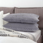 BOSOWOS Standard Size Pillow Shams Set of 2, Ultra Soft Breathable 20 x 26 Inches Pillow Case Envelope Closure, Microfiber Farmhouse Bed Pillowcases for Easy Care, Grey