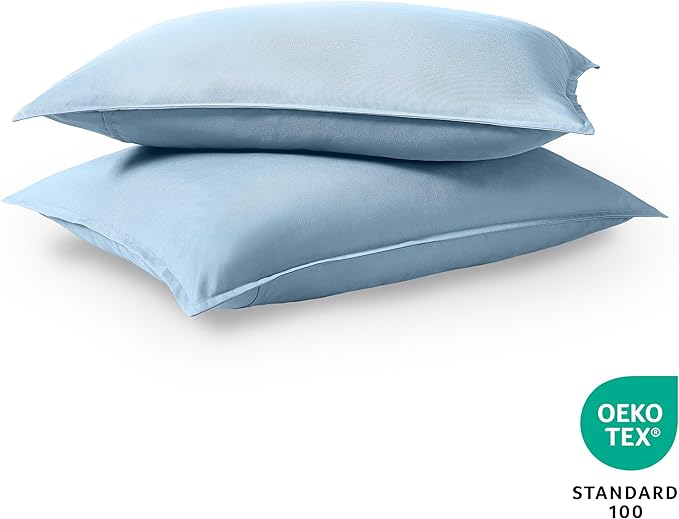 Bare Home Standard Pillow Sham Covers - Set of 2 - Premium 1800 Ultra-Soft Microfiber - Double Brushed - Stain & Fade Resistant - Bed Pillow Shams - Pillows Not Included (Set of 2, Light Blue)