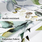 QiyI No Hook Shower Curtain with Snap in Fabric Liner, Sage Green Eucalyptus Shower Curtain with See Through Top Window, Waterproof Washable Cloth Ringless Shower Curtain Set for Bathroom, 72 x 75