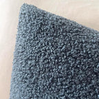 Foindtower Pack of 2, Curly Faux Fur Decorative Throw Pillow Covers Soft Plush Cushion Case with Zipper Cozy Fluffy Boho Pillowcase for Home Living Room Couch Bedroom Bed Sofa 18 x 18 Inch, Blue